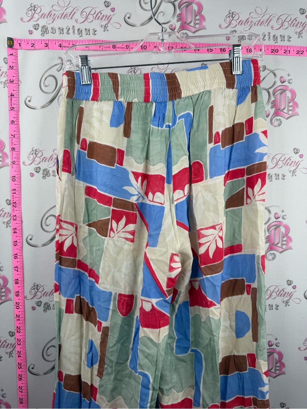 ICHI pants flowy Wide-Leg Geo Print Palazzo Pants in Multi-Color - Picture 12 of 16